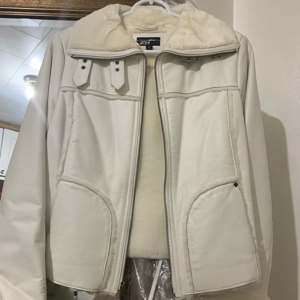 Brand New 100% leather white jacket
